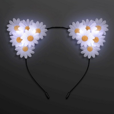 Daisy Flower Cat Ears, Light Up Cat Headband - BLANK